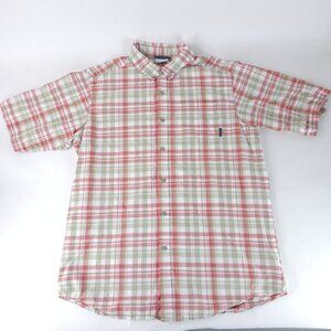 Columbia Shirt Mens Large Tall Plaid Button Up Short Sleeve Outdoors Casual